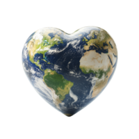 A heartshaped globe emphasizing love for the Earth on a clean transparent background, heart shaped earth globe transparent background png