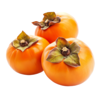 Fresh ripe persimmons displayed on a clean transparent background, showcasing their vibrant color and unique shape, fresh ripe persimmons isolated on transparent background png