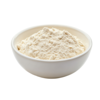 Whey protein powder in a bowl on a clean transparent background for healthy nutrition and fitness routines, whey protein in a bowl on transparent background png