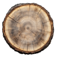 A detailed view of a crosscut tree log showcasing its intricate striped texture and natural patterns, Crosscut of a tree log with striped texture on transparent backgroundfile png