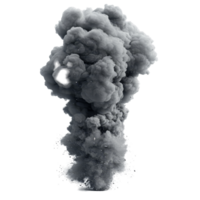 Dramatic gray smoke explosions rise against a stark transparent background, creating a striking visual contrast, Gray Smoke Explosions on transparent background png