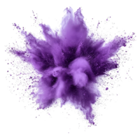 Purple powder explosion isolated on a transparent background creating a vibrant visual effect in a controlled environment, purple powder pulver explosion isolated on transparent background png