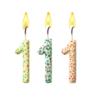 Colorful birthday number candles with flames isolated on a transparent background for festive celebrations, 5 birthday, number candles with light, isolated on transparent background, transparent png