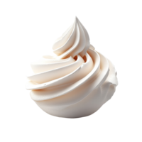 Fluffy whipped cream swirl sitting elegantly on a clean transparent background ready for desserts and toppings, Fluffy Whipped Cream Swirl isolated on transparent background png