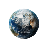 Earth globe viewed from space against a transparent background showcasing blue oceans and green landmasses, Earth Globe from Space On transparent background png