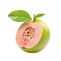 Fresh guava fruit cut in half with vibrant pink flesh on a clean transparent background ready for culinary use, guava isolated on transparent background png