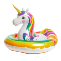 Bright and colorful unicorn inflatable pool float perfect for summer fun at the pool or beach, Unicorn Inflatable Pool Float On transparent background png