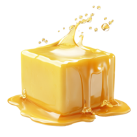 Melting cube of butter on a transparent background creates an inviting culinary atmosphere, Cube butter melting isolated png