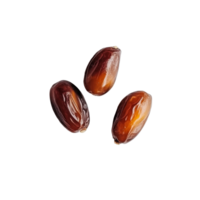 Fresh dates on a transparent background showcasing their rich texture and color enhancements, dates on transparent background png
