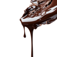 Luscious chocolate pouring smoothly with a dripping effect against a clean transparent background, Luscious Chocolate Pour with Dripping Effect transparent background png