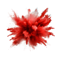 Vivid red color explosion creates dynamic, artistic effect on a clean transparent background, red color explosion isolated on transparent background png