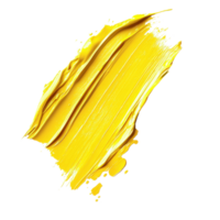 Yellow paint smear brush stroke on a clean transparent background highlighting texture and color vibrancy for artistic use, yellow paint smeart brush strokeisolated on transparent background png