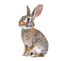 A curious rabbit on a transparent background, displaying its soft fur and attentive expression, rabbit isolated on transparent background png