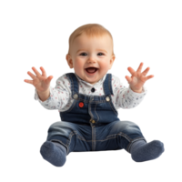 Happy baby enjoying a playful moment with joyful gestures on a bright transparent background, Happy Baby Gesture on transparent background png
