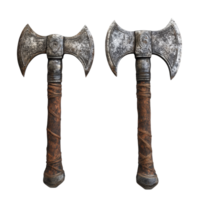 Fantasy battle axes with intricate designs on a transparent background showcasing craftsmanship and combat potential, Fantasy Battle Axes or Hatchet Isolated on transparent background png