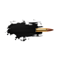 A dark bullet trace lies on a pristine transparent surface with a bullet resting on the smear, showcasing an artistic contrast and precision, dark bullet trace with bullet isolated on transparent png