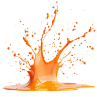 Bright orange paint splash creating dynamic shapes on a clean transparent background, Orange paint splash on transparent background png