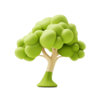 A vibrant green tree icon showcasing whimsical design and playful shapes in a simple setting, In bright green hues, a delightful 3D tree icon is showcased against a transparent background png