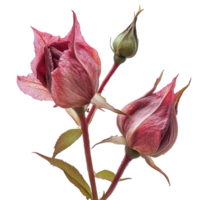 Roselle flowers with pink petals and green buds captured on a bright transparent background, roselle on transparent background png