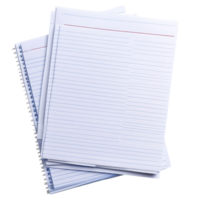 A stack of lined paper sheets on a transparent background ideal for writing notes, assignments, or creative ideas, lined paper sheets or notepad pages on transparent backgroundfile png