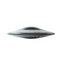 A sleek UFO hovers silently against a transparent background, showcasing its futuristic design and features, UFO on transparent background png