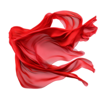 Elegant flowing red silk fabric against a stark transparent background, showcasing its smooth texture and vibrant color, Flying Red Silk on transparent background png