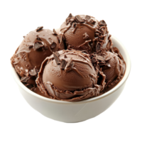 Delicious chocolate ice cream in a bowl topped with chocolate shavings on a plain transparent background, Chocolate ice cream isolated on transparent background Stock Photo png