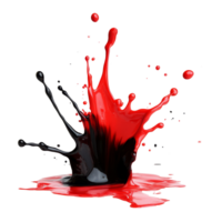 A vibrant black and red color splash isolated on a transparent background showcasing artistic expression, black red color splash isolated on transparent background png