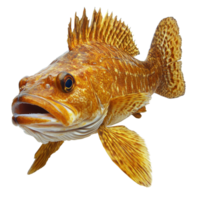 A detailed view of a lingcod fish isolated on a transparent background showcasing its vibrant colors, a lingcod fish isolated on transparent background png