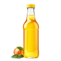 A refreshing bottle of apple juice and a fresh apple on a pristine transparent background, Bottle of apple juice isolated png