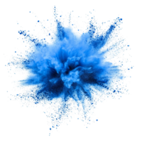 Vibrant blue Holi paint splash creating a colorful explosion in playful celebration, Blue Holi Paint Splash with Color Powder Explosion on transparent background png