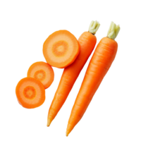 Freshly sliced carrots arranged on a clean transparent background showcasing their vibrant color and texture, slice carrot on transparent background png