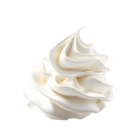 Delicious whipped cream swirl perfectly formed and presented on a plain transparent background with a touch of elegance, Delicious Whipped Cream Swirl isolated on transparent background png