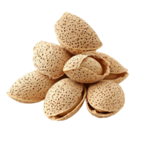 Group of whole almonds with shell arranged attractively on a clean surface, Group of almonds with shell isolated png