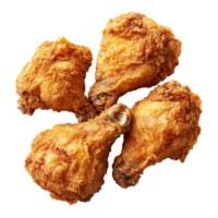 Delicious fried chicken pieces arranged on a clean transparent background ready to be served and enjoyed, Tasty fried chicken on a transparent background png