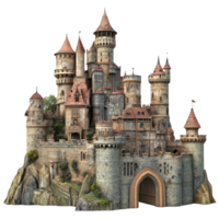 Esplorare un' magnifico Fata racconto castello in mostra elaborare medievale architettura con sbalorditivo particolari, Fata racconto castelli, fantasia medievale architettura isolato su trasparente sfondo png
