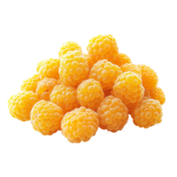 Fresh yellow raspberries piled on a transparent background perfect for desserts and healthy snacks, Yellow raspberries isolated on transparent background png