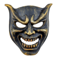 Scary, devilthemed mask isolated against a pure transparent background for Halloween or costume events, scary mask isolated on transparent background png