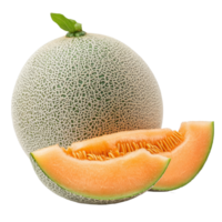 Fresh cantaloupe melon with vibrant orange flesh on a transparent background during the midday light, cantaloupe melon on transparent background png