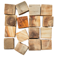 Stack of square wooden blocks arranged on a rustic wood background with natural textures and patterns, wood background Square lumber wooden pile floor on transparent backgroundfile png