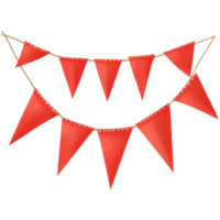 Red pennant banners hanging on a string, perfect for festive occasions and celebrations at any time of the year, red pennant banners flags with string isolated on transparent background png