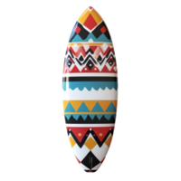 A vibrant retro patterned surfboard set against a clean transparent background perfect for showcasing design and style, surf board with retro pattern transparent background png