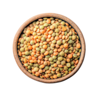 A vibrant bowl of fresh lentils showcasing various colors against a simple transparent background, lentils in a bowl on transparent background png
