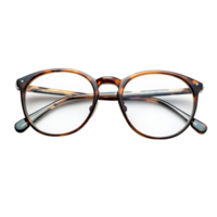 Stylish eyeglasses with a classic tortoiseshell frame on a transparent background showcasing modern eyewear design, eyeglasses on transparent backgroundfile png