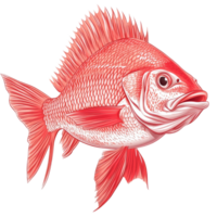Red snapper fish displayed against a clean transparent background showcasing its vibrant color and distinct features, red snapper fish isolated on transparent background png