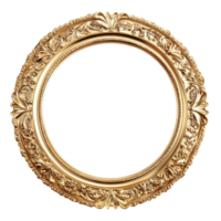 Elegant gold picture frame against a clean transparent background, perfect for showcasing artwork or cherished memories, Gold picture frame on transparent background png