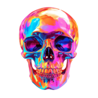 Colorful and realistic skull displayed on a transparent background showcasing vibrant hues and intricate details, Realistic colorful two skulls on transparent background. Skull transparent background png