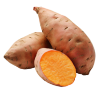 Fresh sweet yam potatoes on a transparent background ready for culinary preparation and healthy eating, sweet yam potato on transparent background png