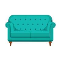 a flat illustration of a sofa in farozi color vector