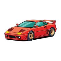 a flat illustration of a sports car in red color vector